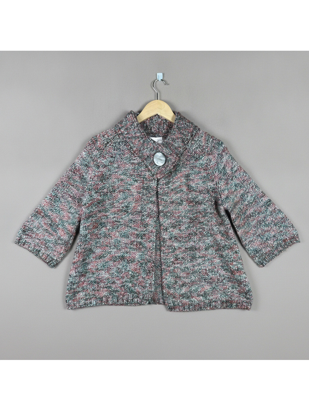 Tweeds Marled Grandmacore Knit Single Button Cardigan Sweater Size Medium Cozy